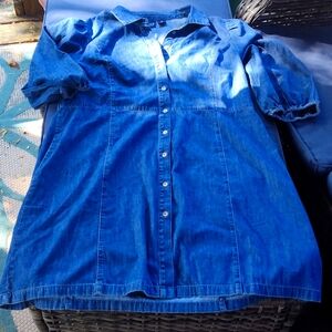 GAP Women's Denim Dress Collared Button down light blue XL Extra large